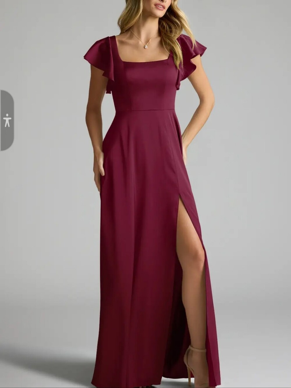 Azazie Mulberry Maxi Dress with Flutter Sleeves